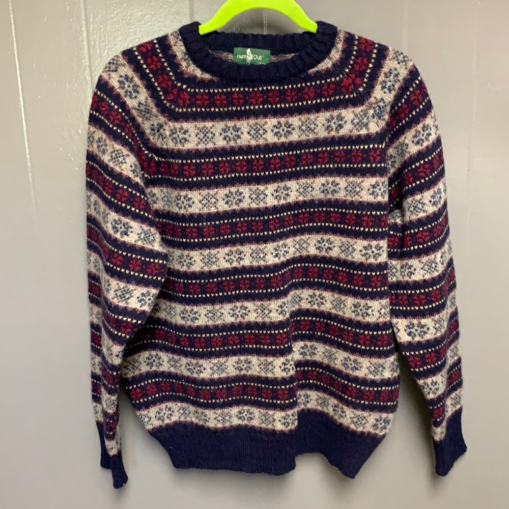 Vintage Hunt club 100% wool crewneck sweater SZ L